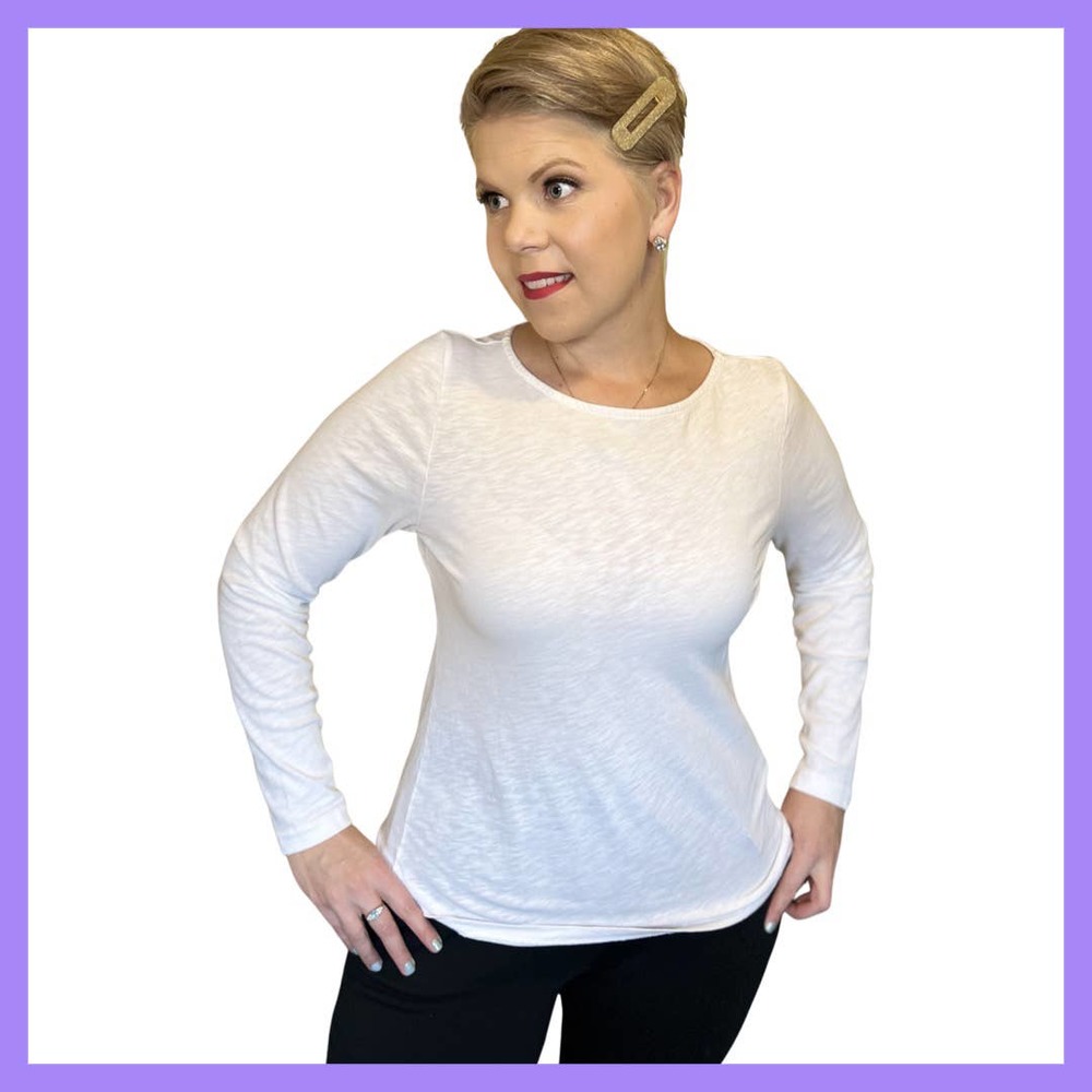 J. Crew Artist White Long Sleeve Tee (Size Large)